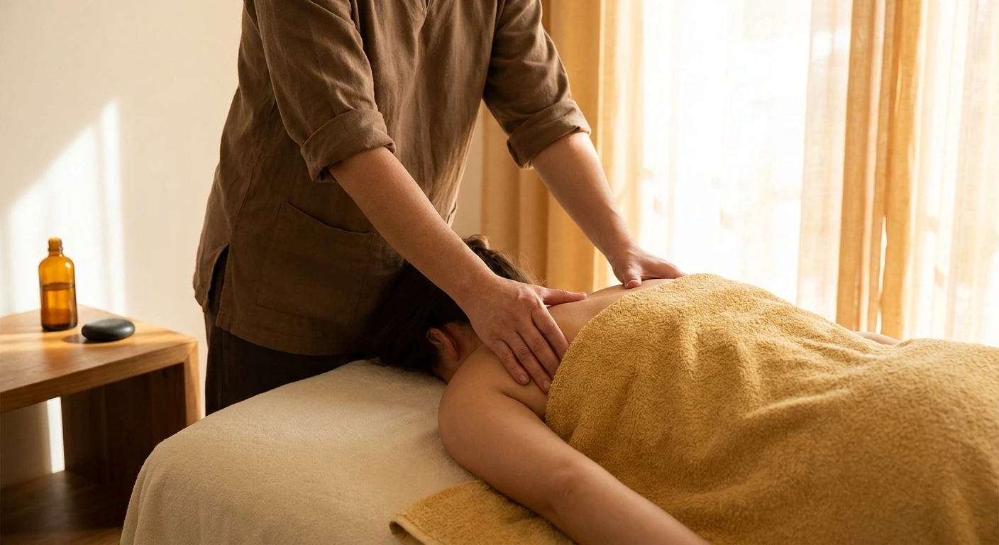 Deep tissue massage with focused, grounded therapeutic pressure